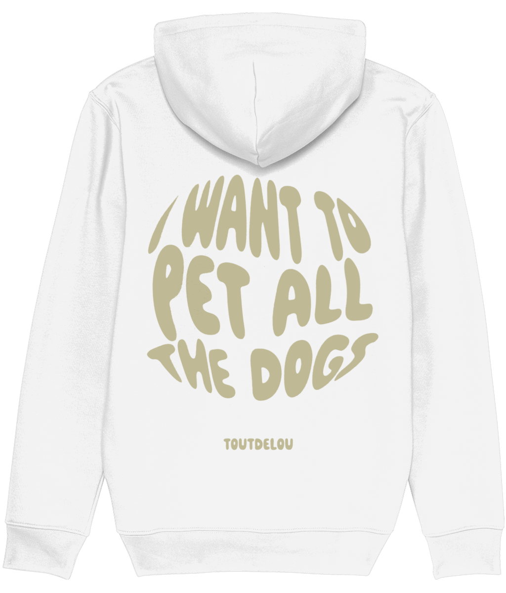 Hoodie - pet all the dogs - olive - print on back