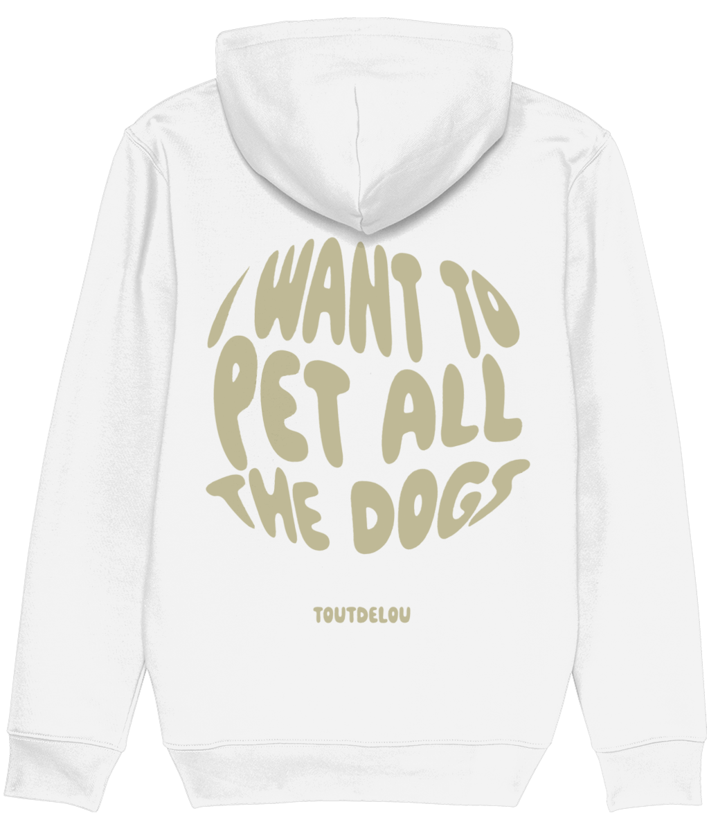 Hoodie - pet all the dogs - olive - print on front and back