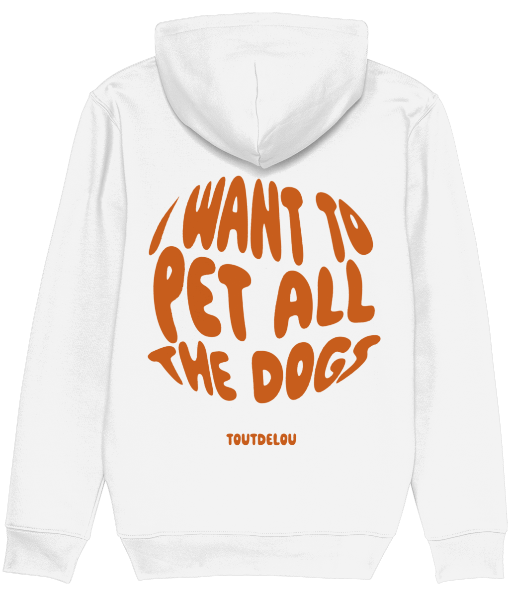 Hoodie - pet all dogs - orange - print on back