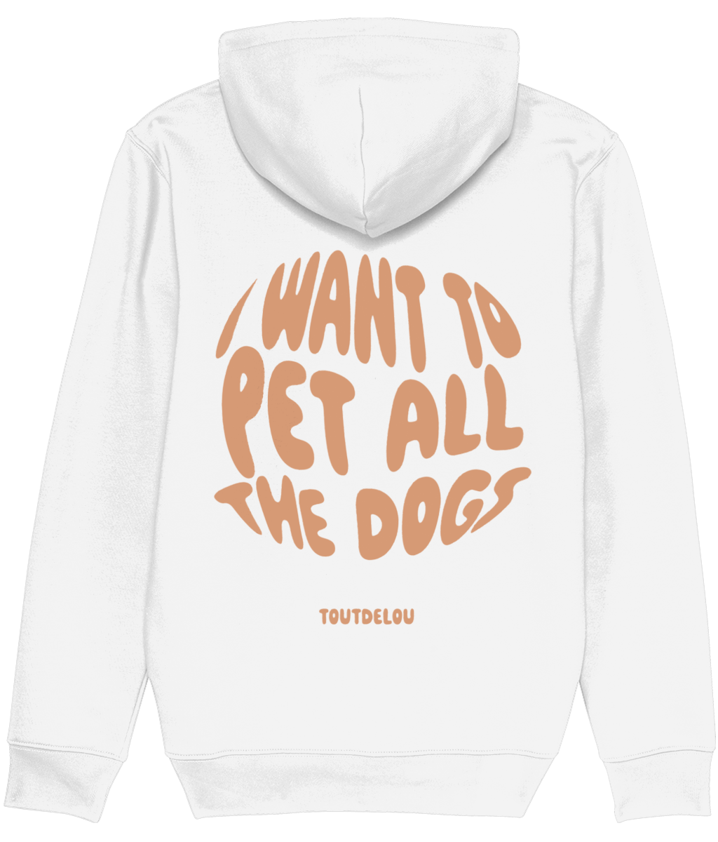 Hoodie - pet all the dogs - peach - print on back