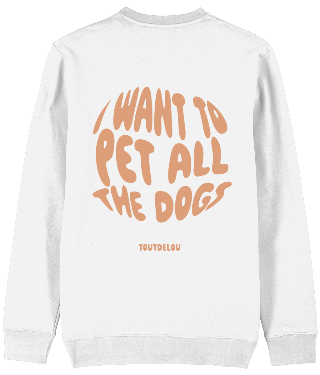 Sweater - pet all the dogs - peach - print on back