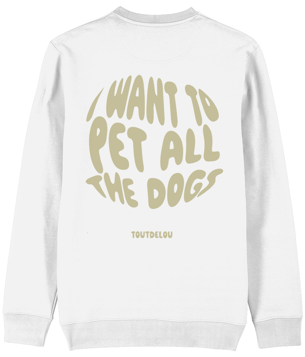 Sweater - pet all the dogs - olive - print on back