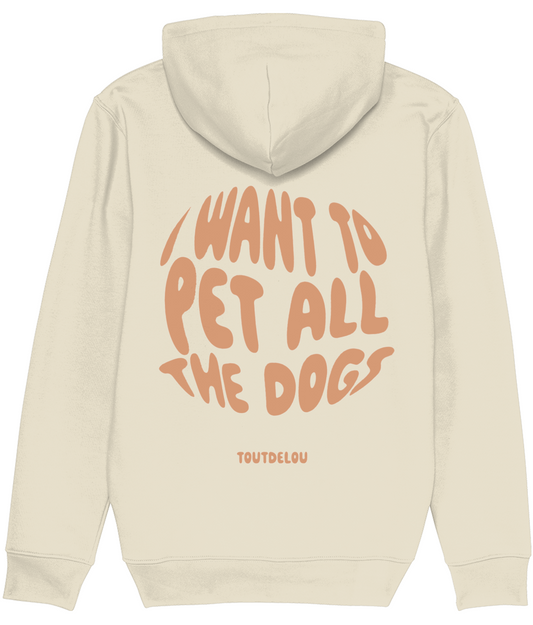 Hoodie - pet all the dogs - peach - print on back