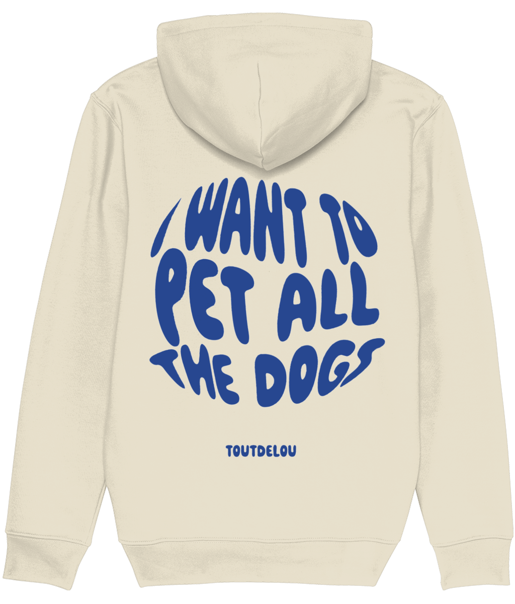 Hoodie - pet all dogs - blue - print on front and back