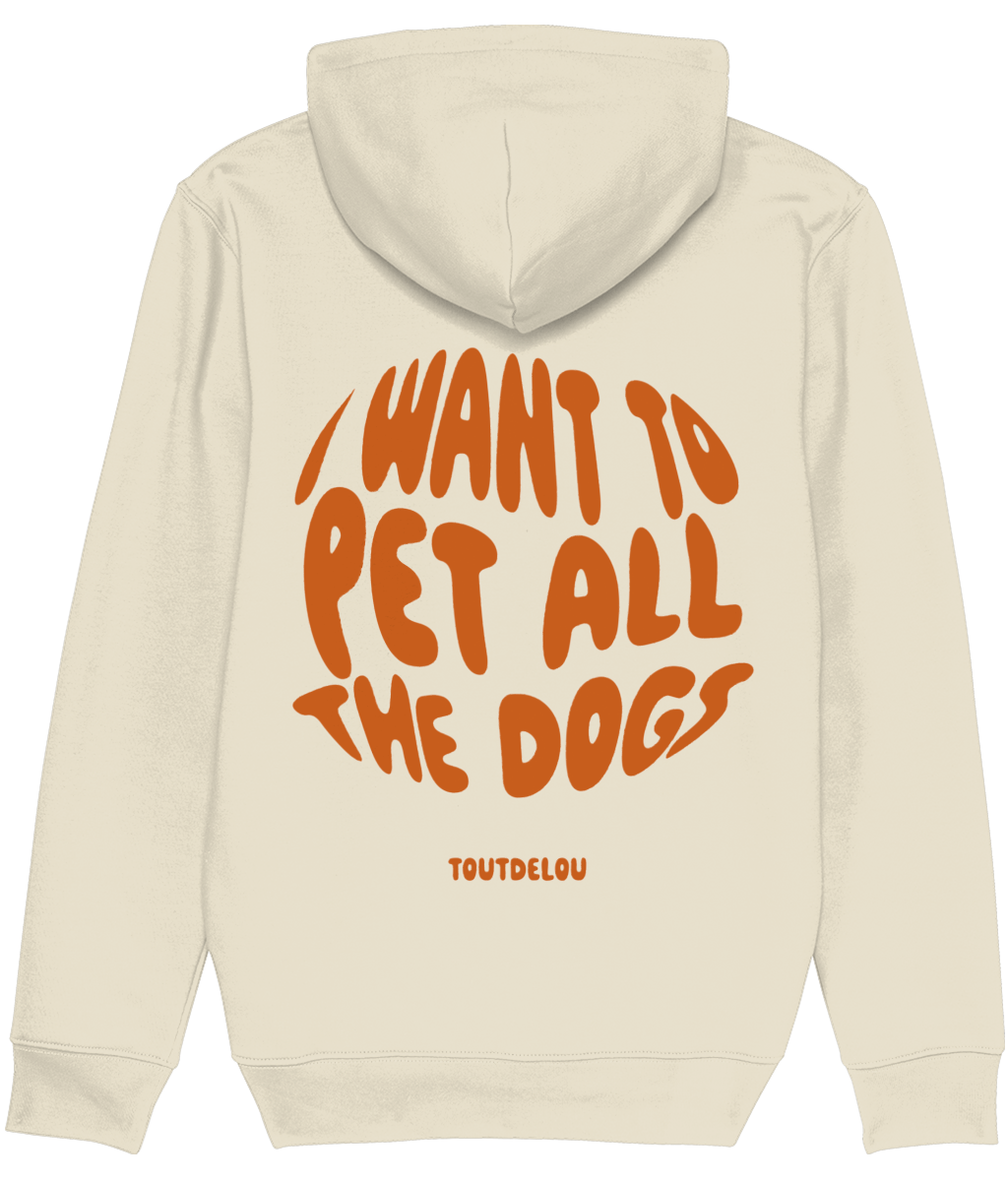 Hoodie - pet all dogs - orange - print on front and back