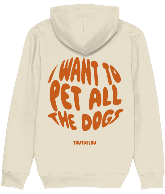 Hoodie - pet all dogs - orange - print on front and back