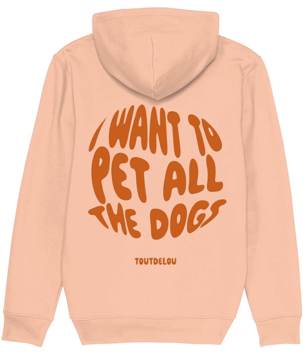 Hoodie - pet all dogs - orange - print on back