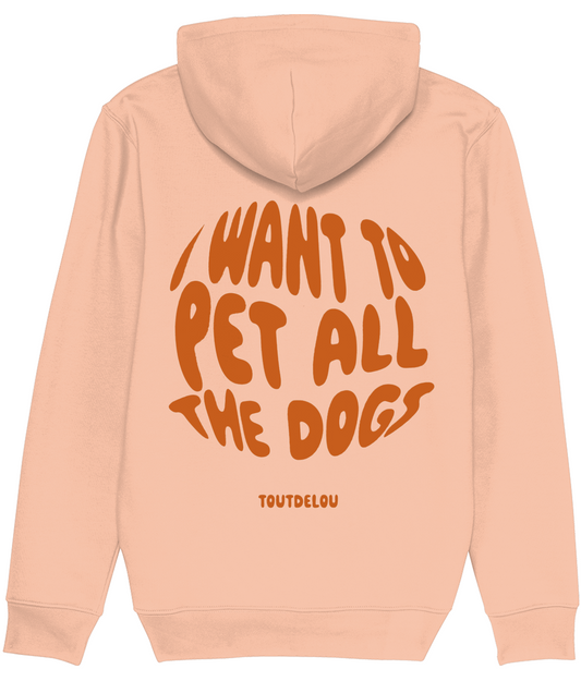 Hoodie - pet all dogs - orange - print on back