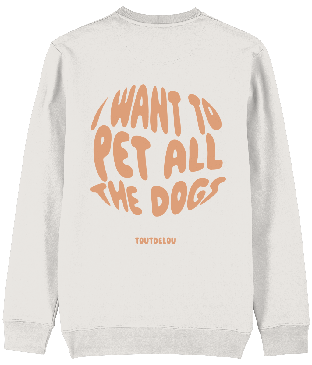 Sweater - pet all the dogs - peach - print on back