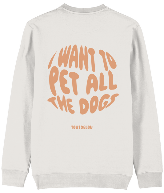 Sweater - pet all the dogs - peach - print on back