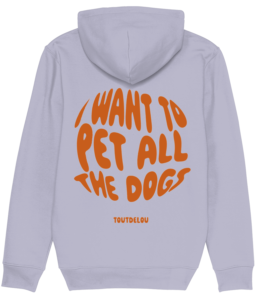 Hoodie - pet all dogs - orange - print on back