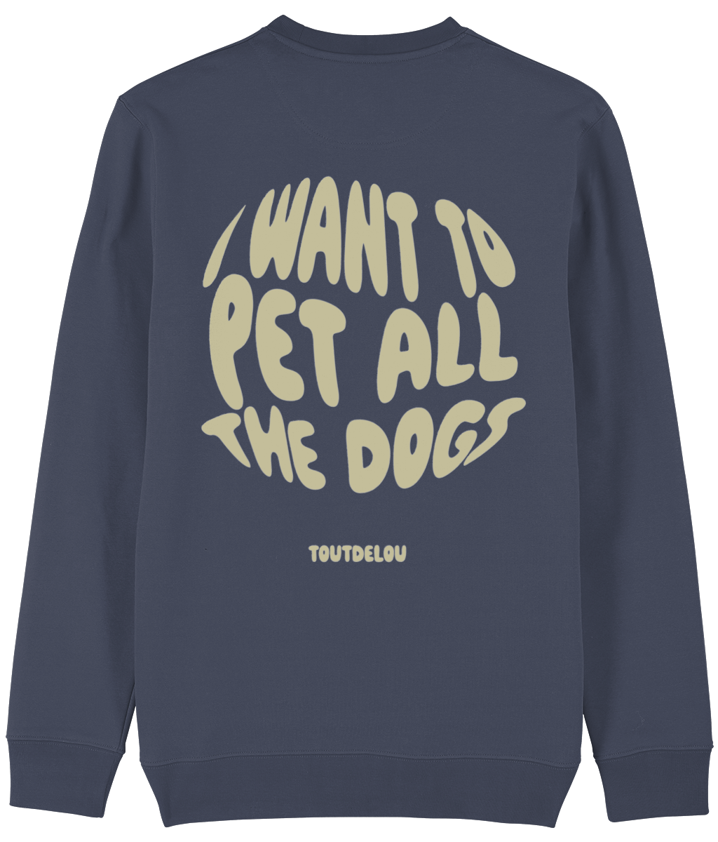 Sweater - pet all the dogs - olive - print on back