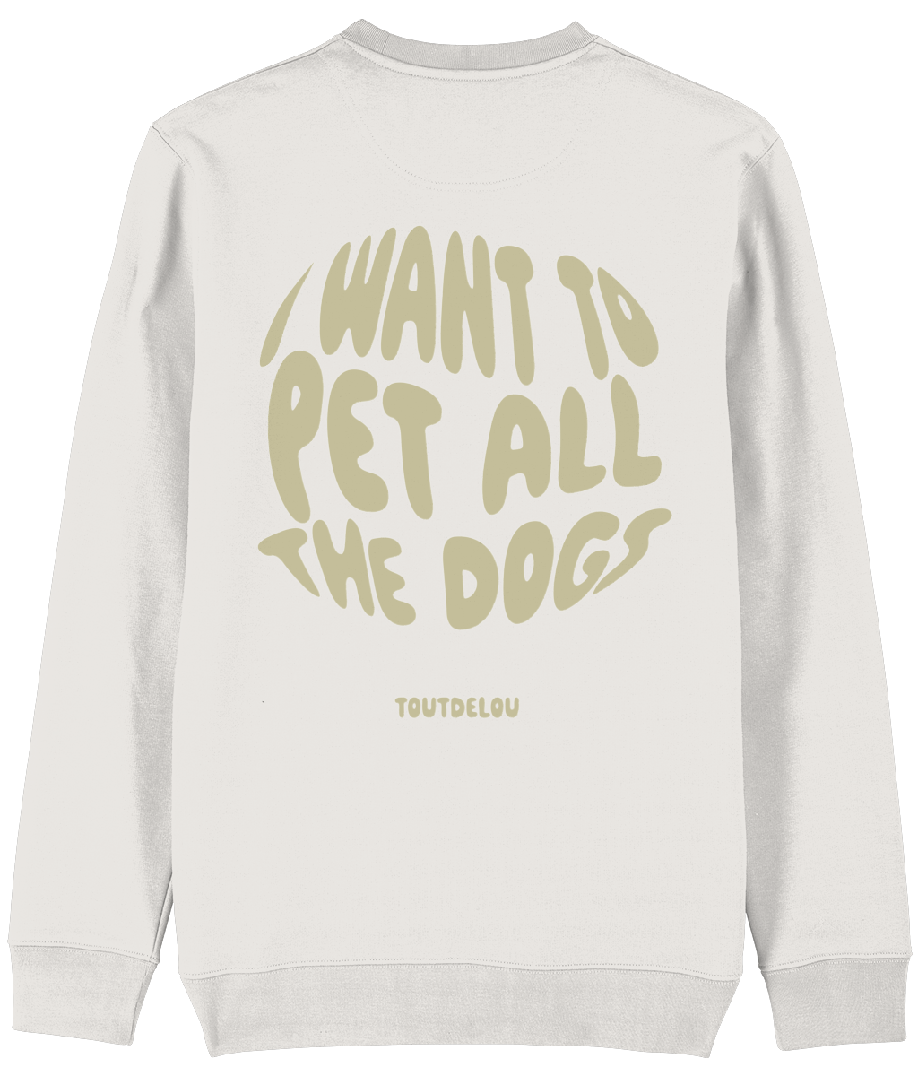 Sweater - pet all the dogs - olive - print on back