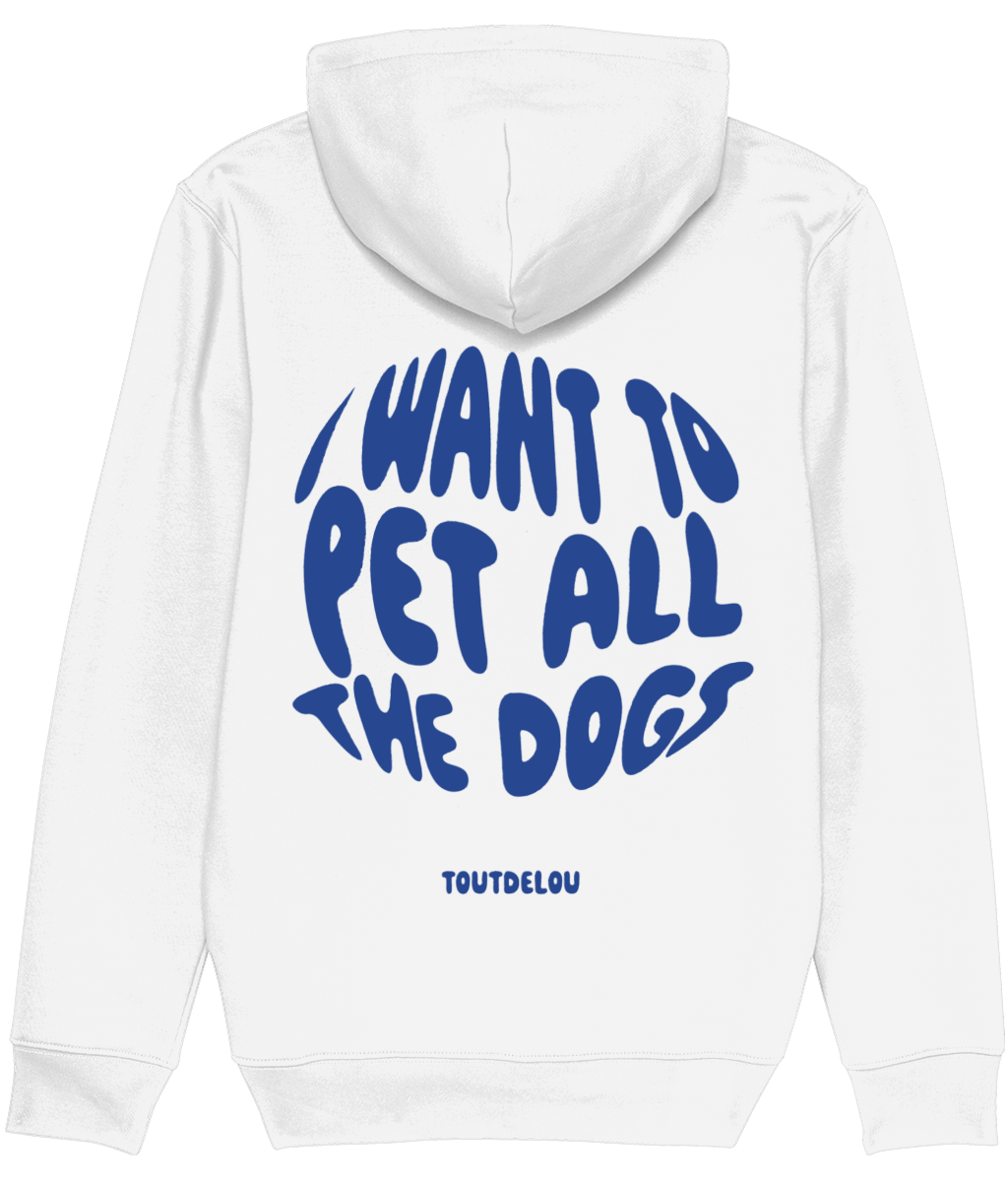 Hoodie - pet all dogs - blue - print on back