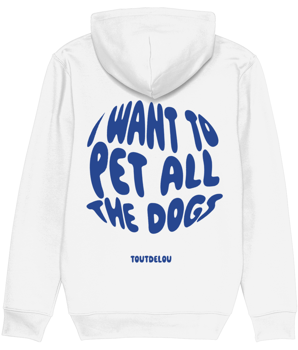 Hoodie - pet all dogs - blue - print on front and back