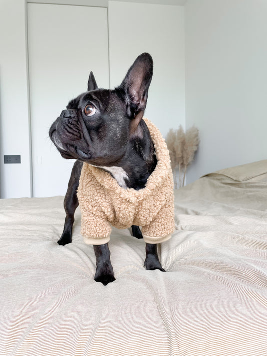 Dog jacket - beige teddy